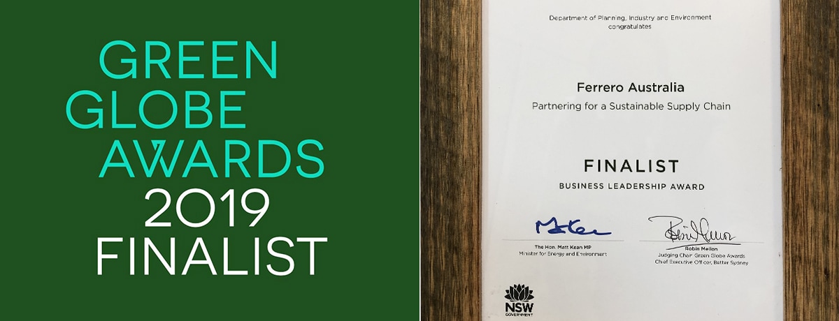 Ferrero Australia recognised as a finalist at the 2019 Green Globe Awards