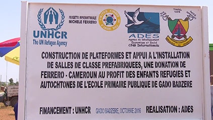 Notice of the construction works of the classrooms at the refugee camp in Gado Badzere