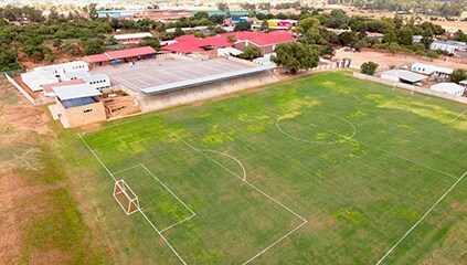 Aerial view of the soccer field