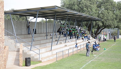 Covered bleachers for the spectators