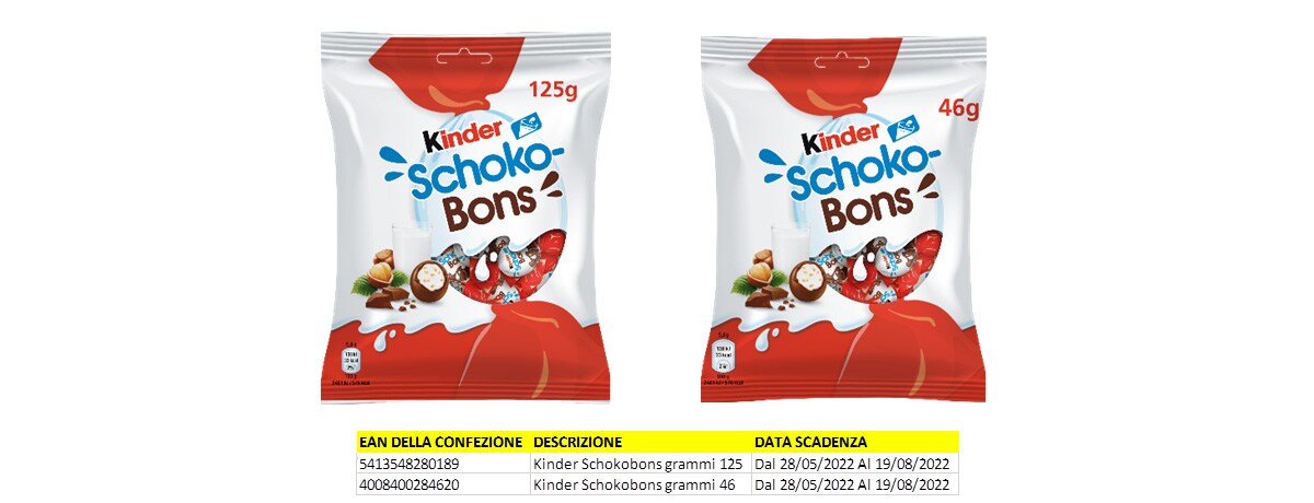 Richiamo precauzionale di alcuni lotti di Kinder Schoko-Bons