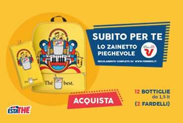 Operazione a premio zaino Roncato caratterizzato Estathé®