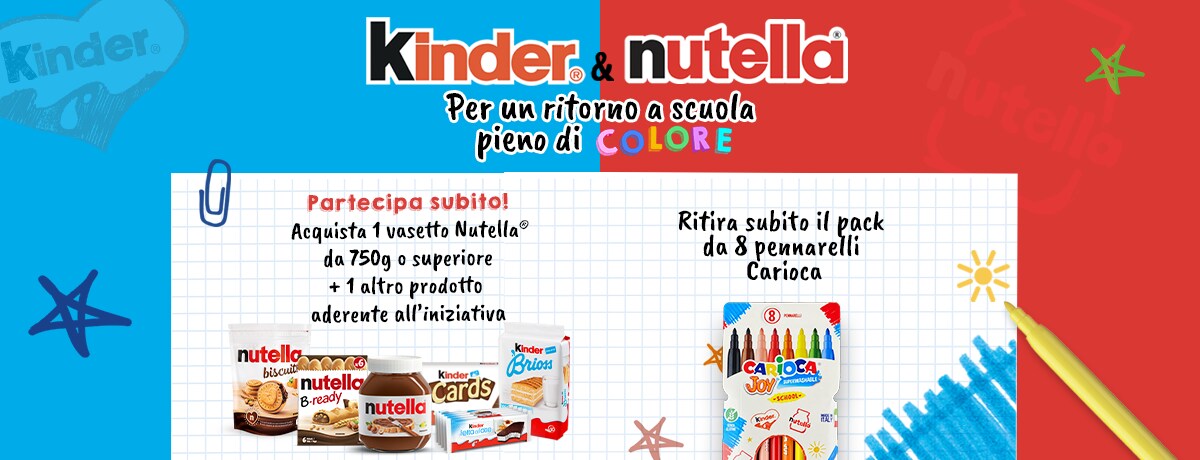 Operazione a premio Kinder&Nutella ti regalano Carioca